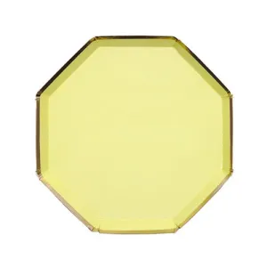 Pale Yellow Side Plates,  Set of 8 Meri Meri Beautiful Basics Yellow Side Paper Plates, 7.9" x 7.9"