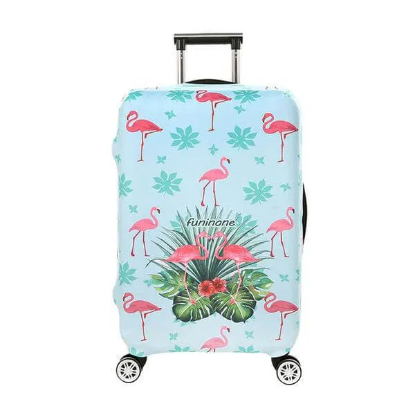 Pastel Blue Flamingo Leaves | Standard Design | Luggage Suitcase Protective Cover