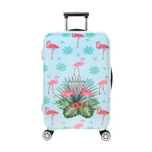 Pastel Blue Flamingo Leaves | Standard Design | Luggage Suitcase Protective Cover