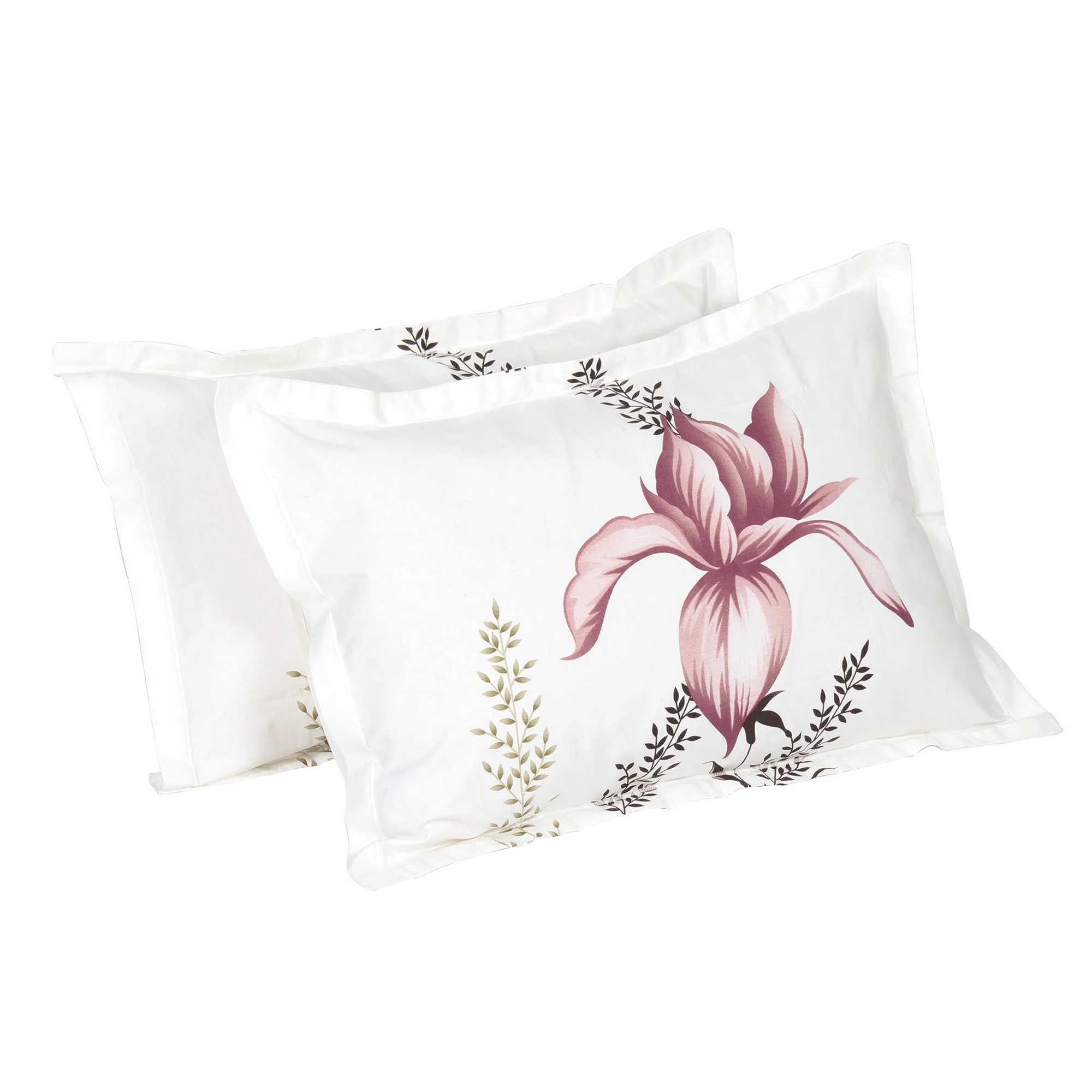PAVO Tranquil Luxurious White Floral King Size Bedsheet