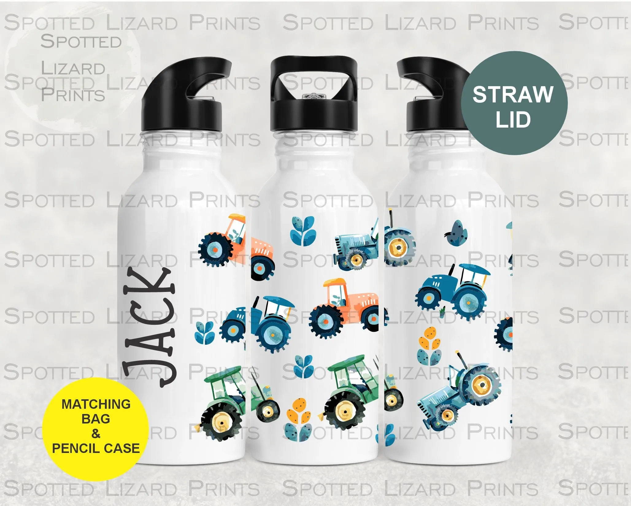 Personalised Tractor Kids Water Bottle l back to school drinks bottle