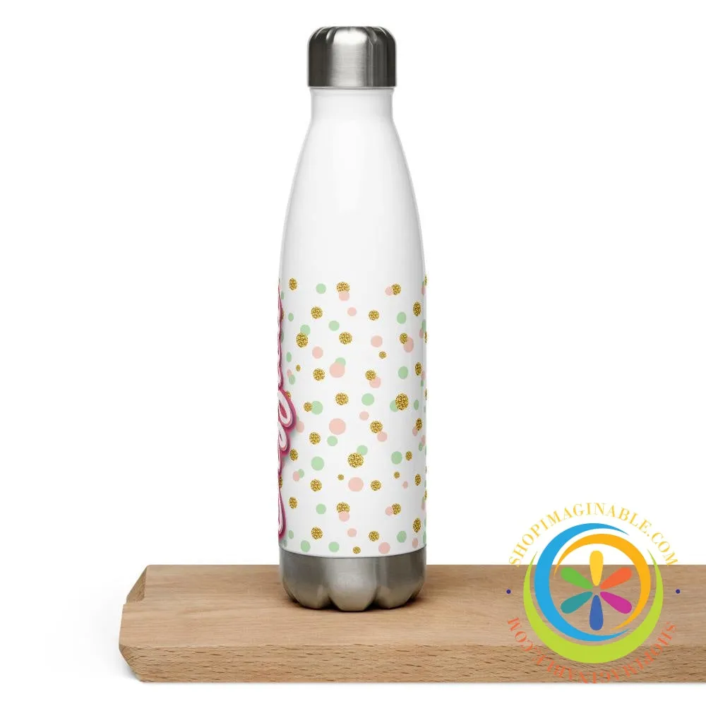 Personalized Name & Polka Dots Water Bottle