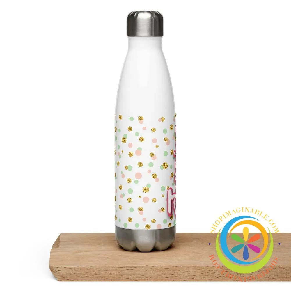 Personalized Name & Polka Dots Water Bottle