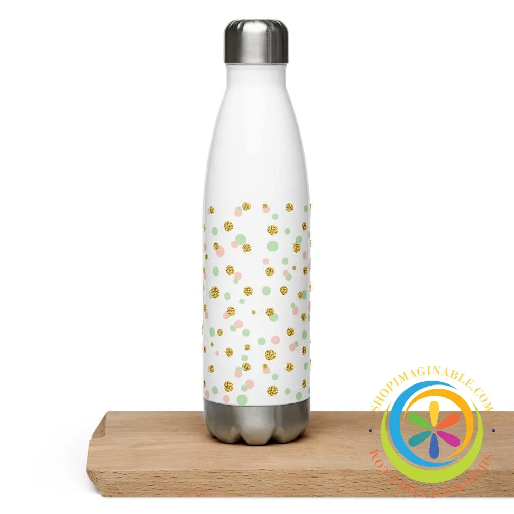 Personalized Name & Polka Dots Water Bottle