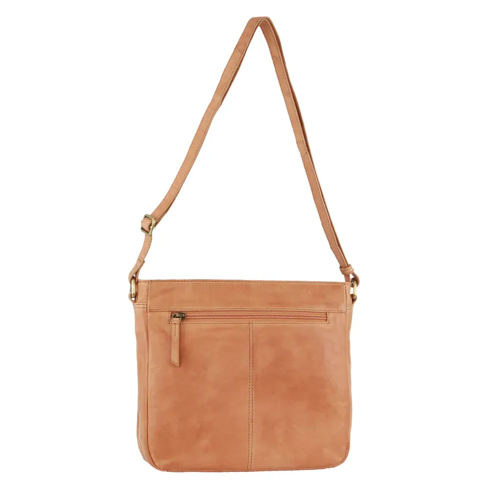 Pierre Cardin Leather Embossed Cross body Bag - Apricot