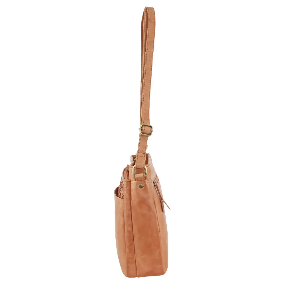 Pierre Cardin Leather Embossed Cross body Bag - Apricot