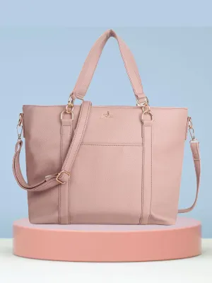 Pink Synthetic Leather Shoulder Bag for Women