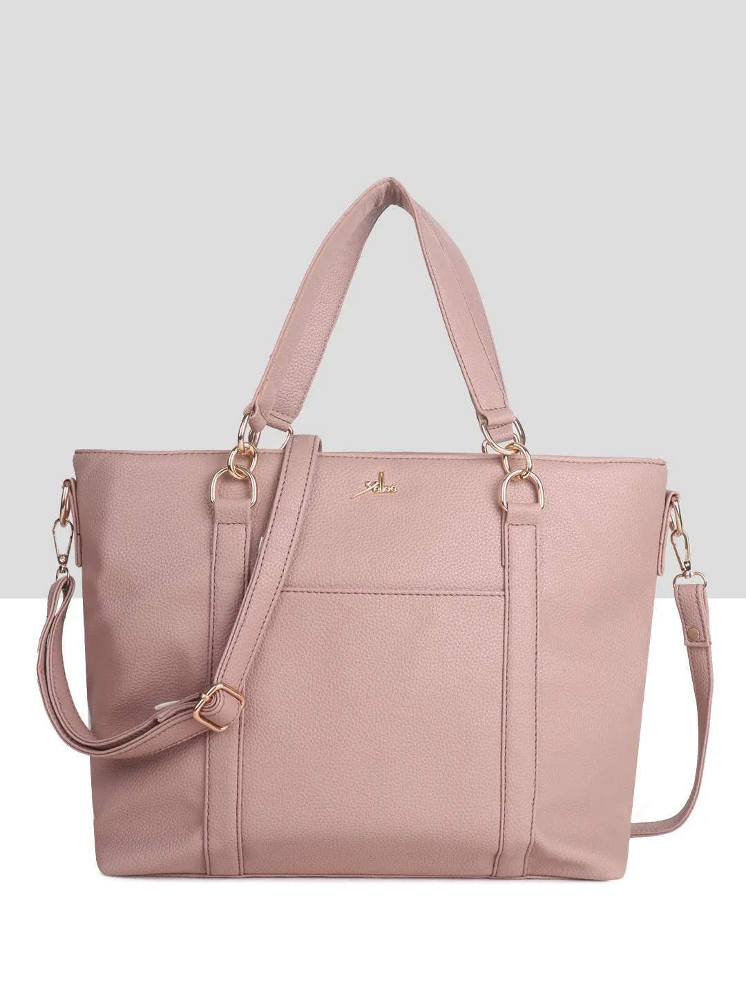 Pink Synthetic Leather Shoulder Bag for Women