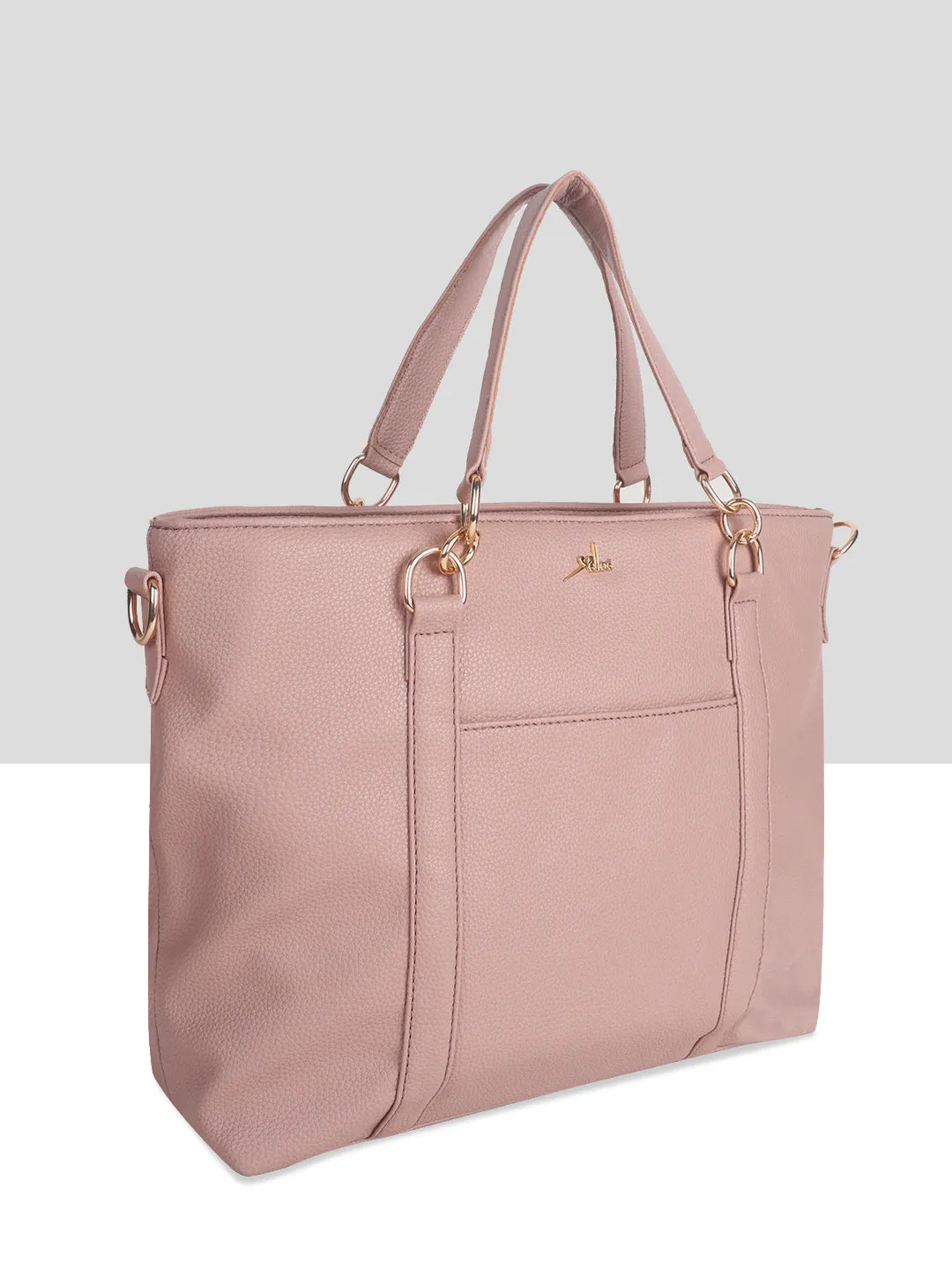 Pink Synthetic Leather Shoulder Bag for Women