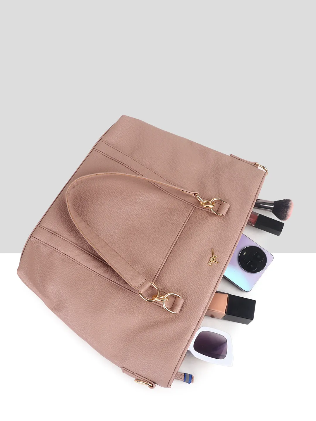 Pink Synthetic Leather Shoulder Bag for Women