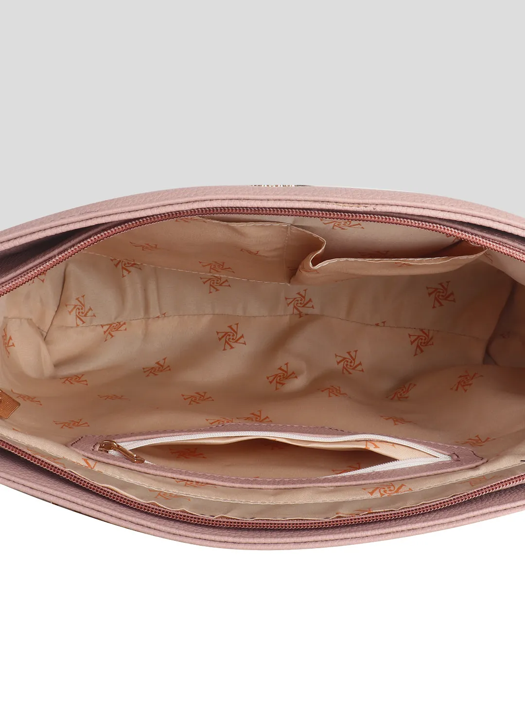 Pink Synthetic Leather Shoulder Bag for Women