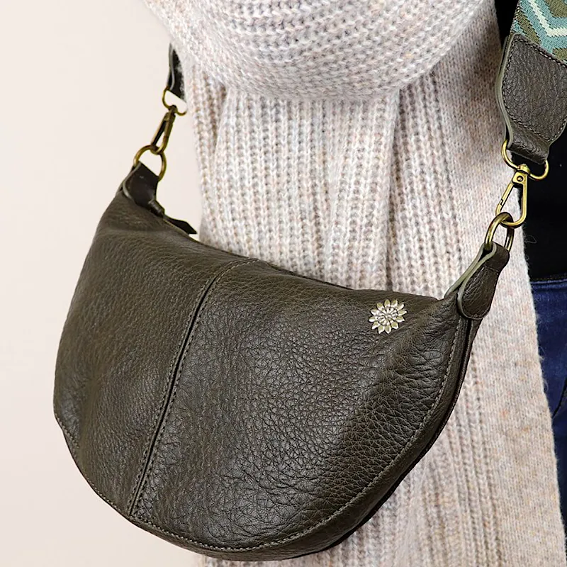 POM Slate Grey Vegan Leather Moon Bag