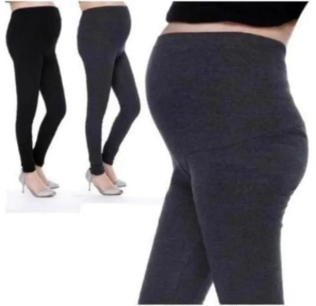 Pregnant Women Solid High Waist Pants Over Bump Leggings