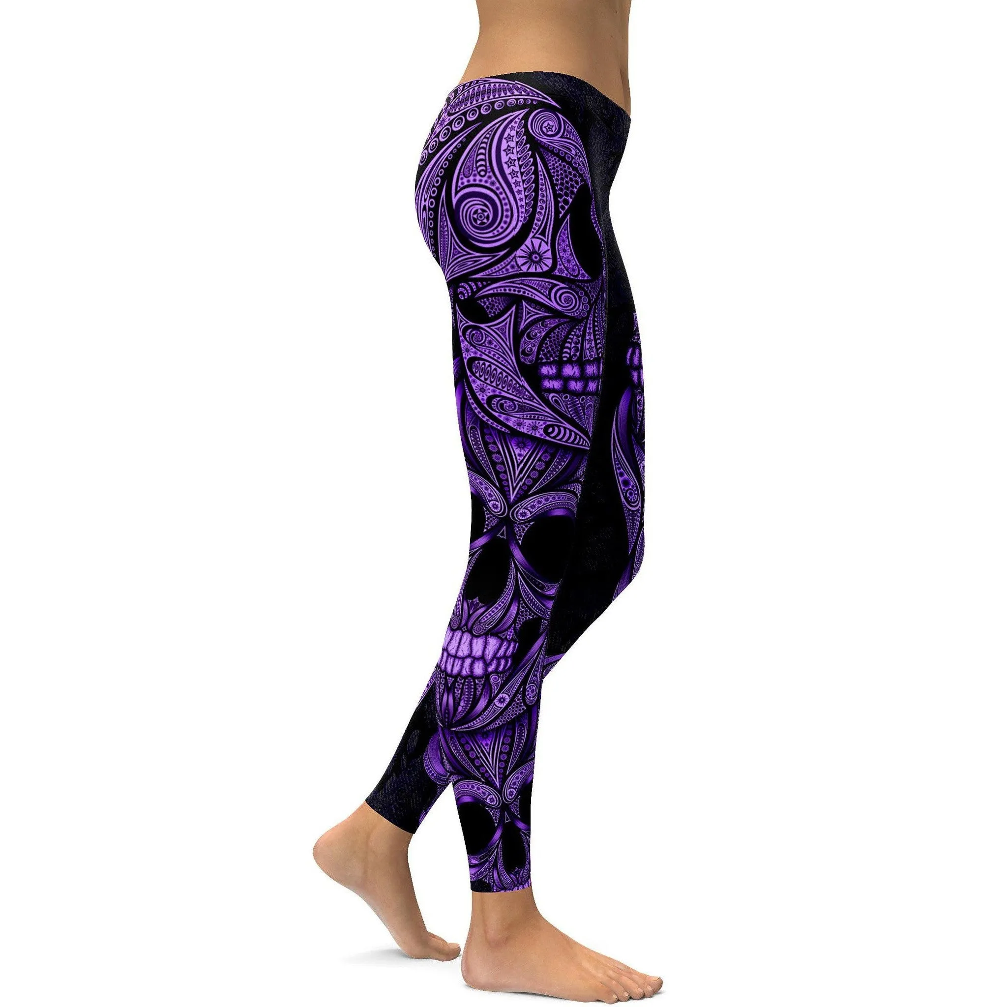 Purple Ornamental Skull Leggings