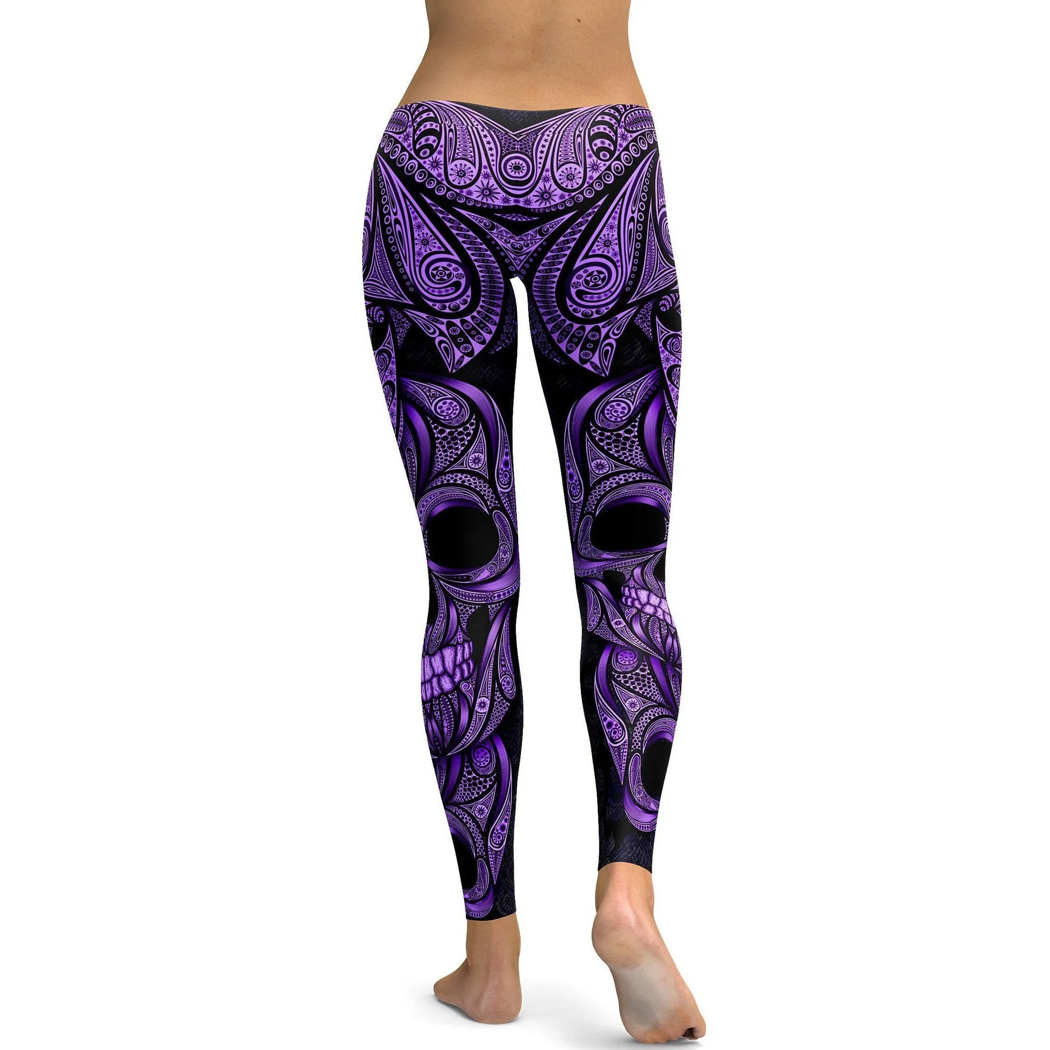 Purple Ornamental Skull Leggings