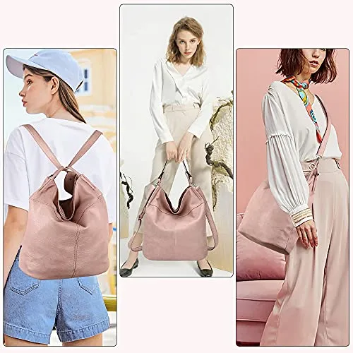 Purse for Women Convertible Backpack Purses and Handbags Crossbody Shoulder Bag - Pink