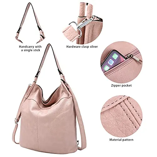 Purse for Women Convertible Backpack Purses and Handbags Crossbody Shoulder Bag - Pink