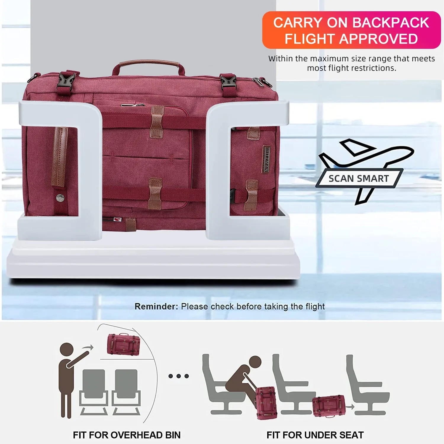 Red Canvas Backpack Travel Backpack For Women