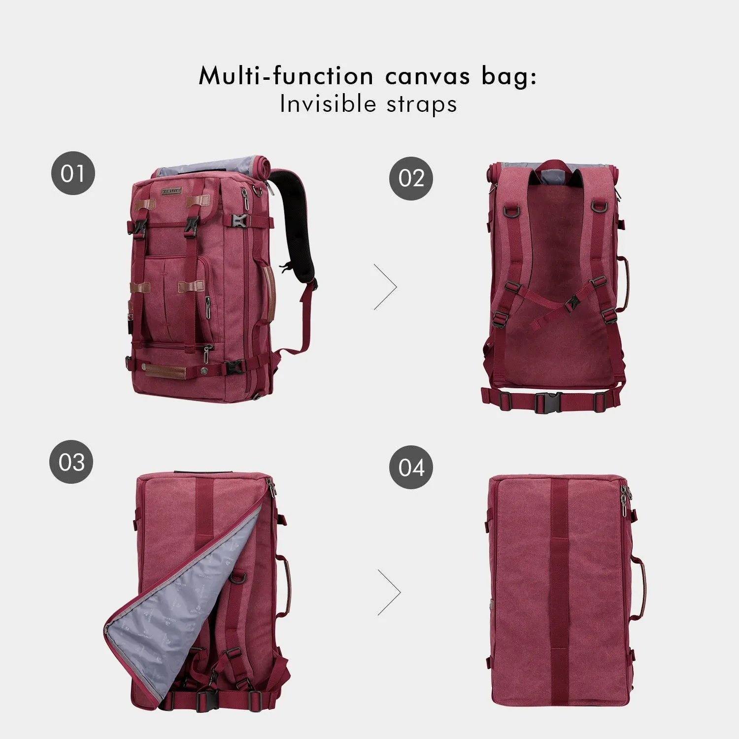 Red Canvas Backpack Travel Backpack For Women