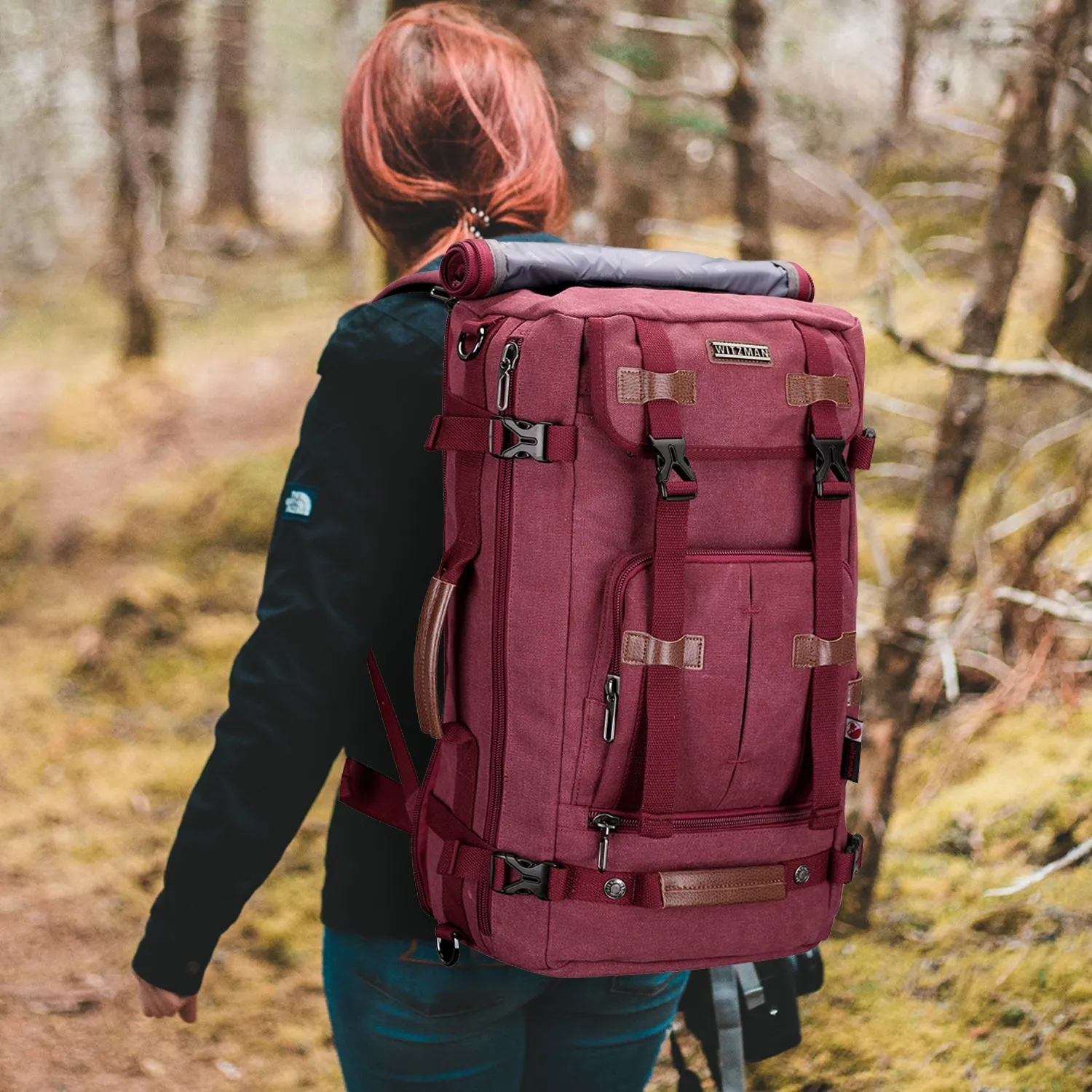 Red Canvas Backpack Travel Backpack For Women
