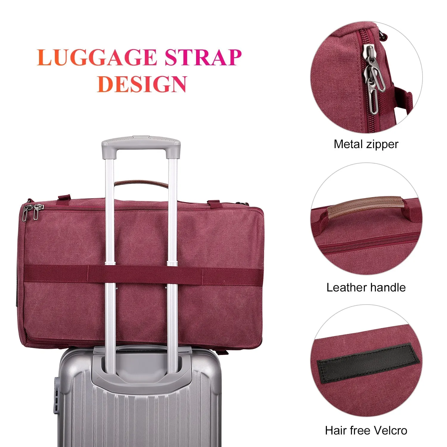 Red Canvas Backpack Travel Backpack For Women