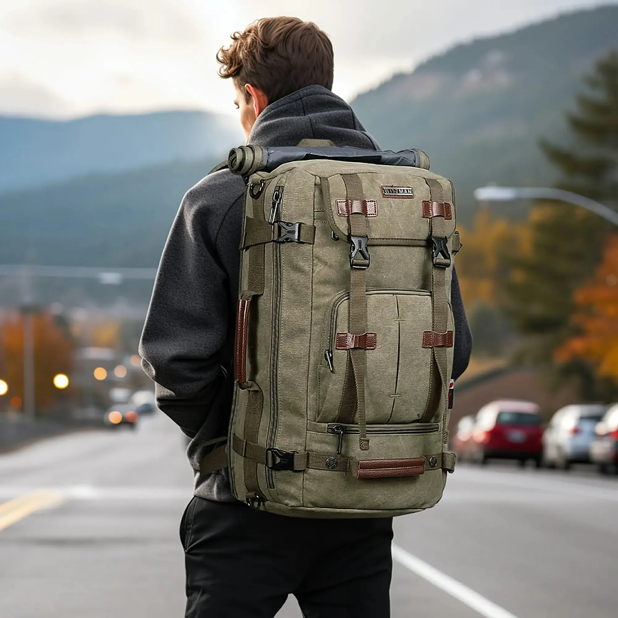 Red Canvas Backpack Travel Backpack For Women