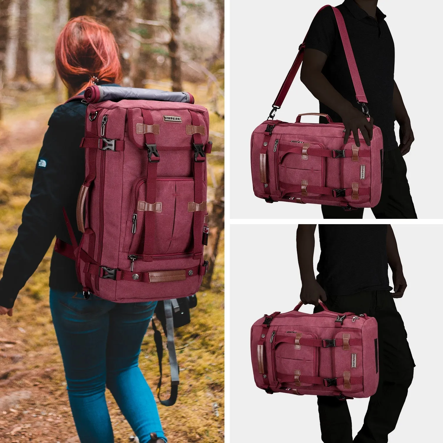 Red Canvas Backpack Travel Backpack For Women