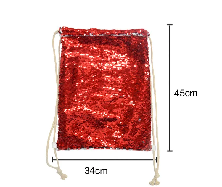 Red Sequin drawstring bag - 34 x 45 cm