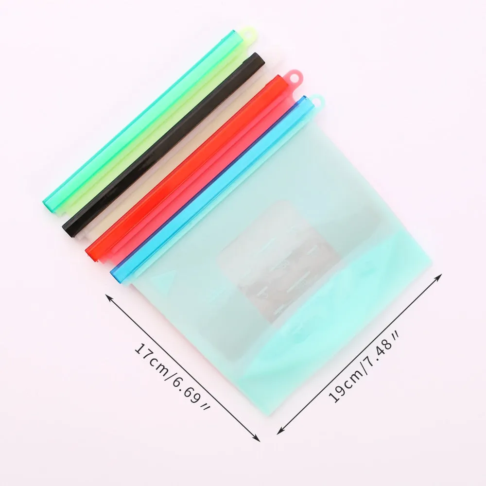 Reusable Silicone Food Bag Leak-Proof Vacuum and Zip-Locked Container
