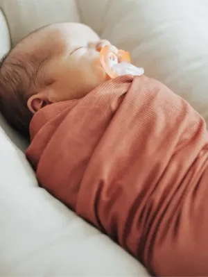Ribbed Swaddle Blanket- Rust