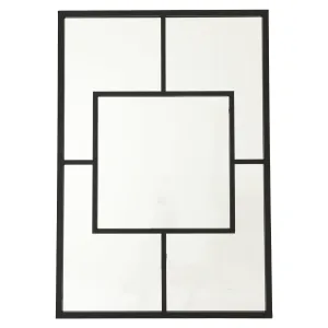 SALE Black Multi Paned Patterned Window Mirror