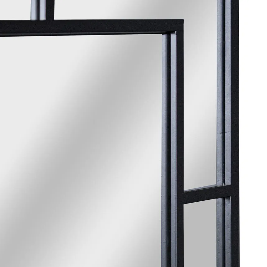 SALE Black Multi Paned Patterned Window Mirror