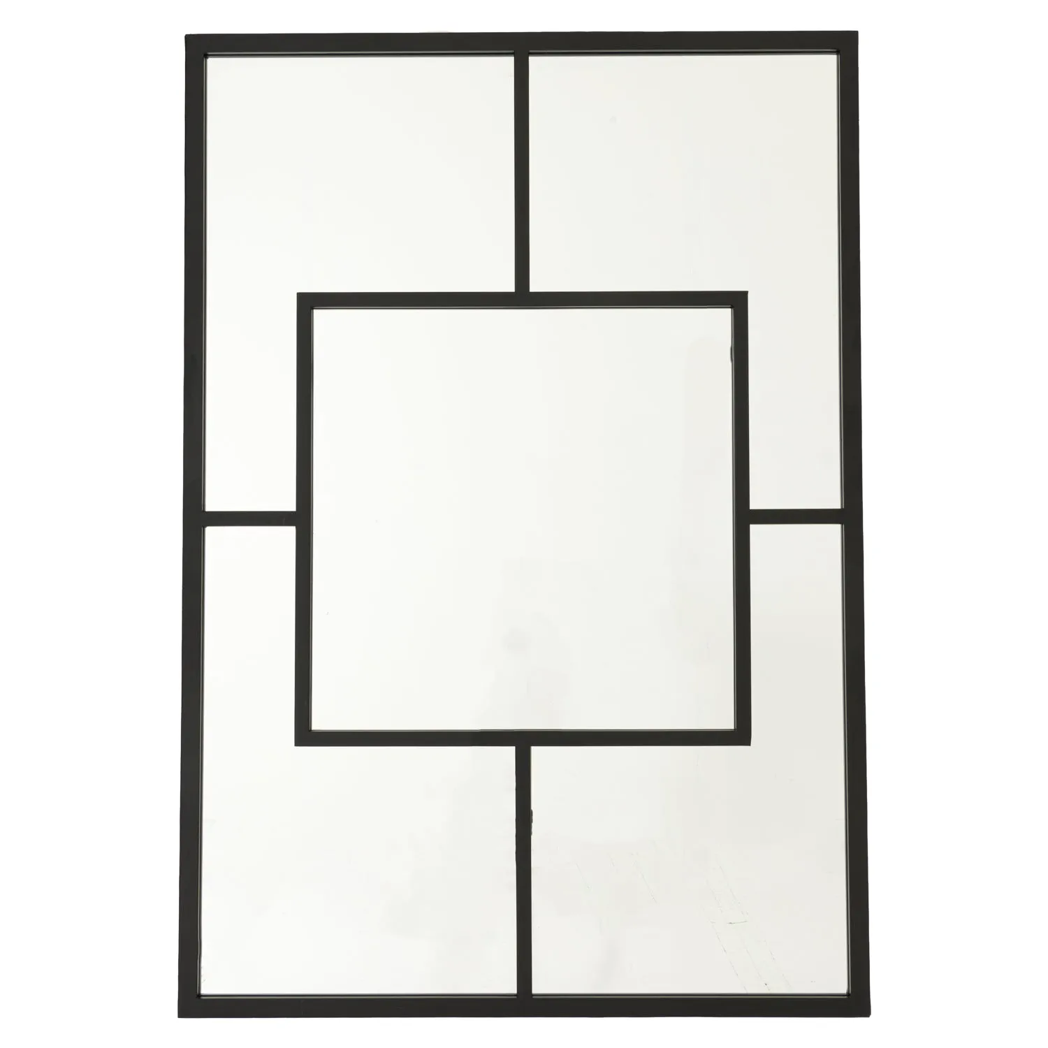 SALE Black Multi Paned Patterned Window Mirror