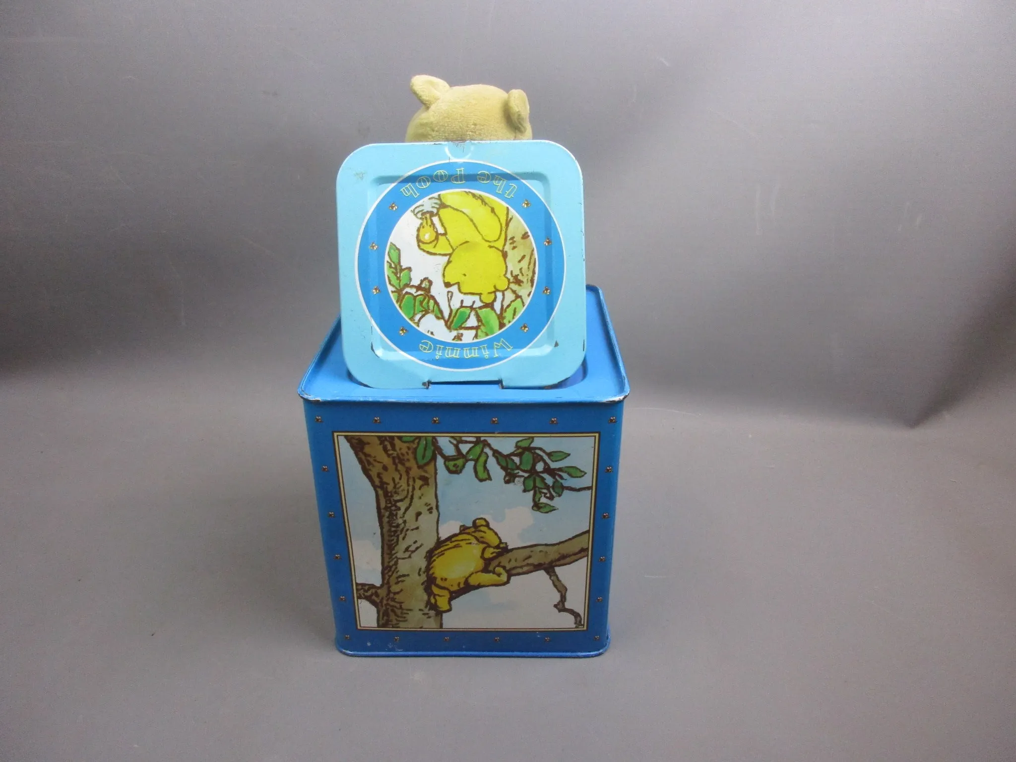 Schylling Winnie The Pooh Tin Jack In The Box Toy Vintage c1990