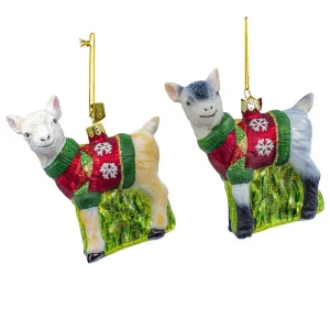 Set of 2 Noble Gems™ Baby Goat With Sweater Ornaments
