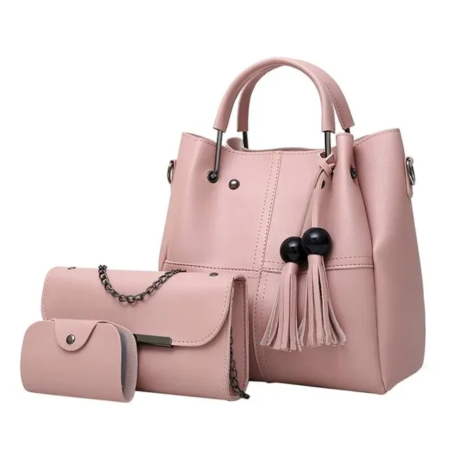 Shoulder Bag Women 3Pcs High Quality Tassel Shoulder Bag Crossbody Bag Handbag Leather Shoulder Bag
