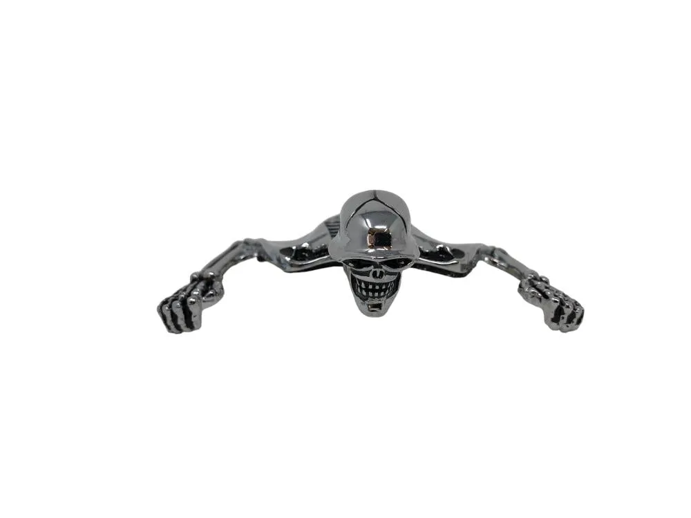 Skeleton Skull Chrome Statue Fender/Visor Ornament - L - Highway Hawk H66-071