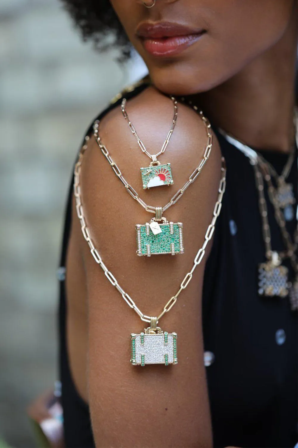 Small Diamond Weekend Trip Suitcase Necklace
