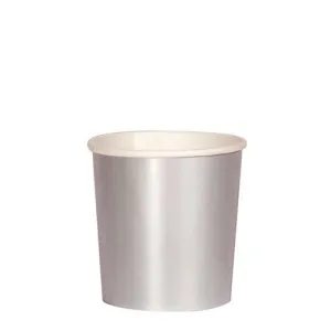 Small Silver Party Cups- Set of 8 Meri Meri Beautiful Basics Silver Tumbler Paper Cups, Holds 9 Ounces