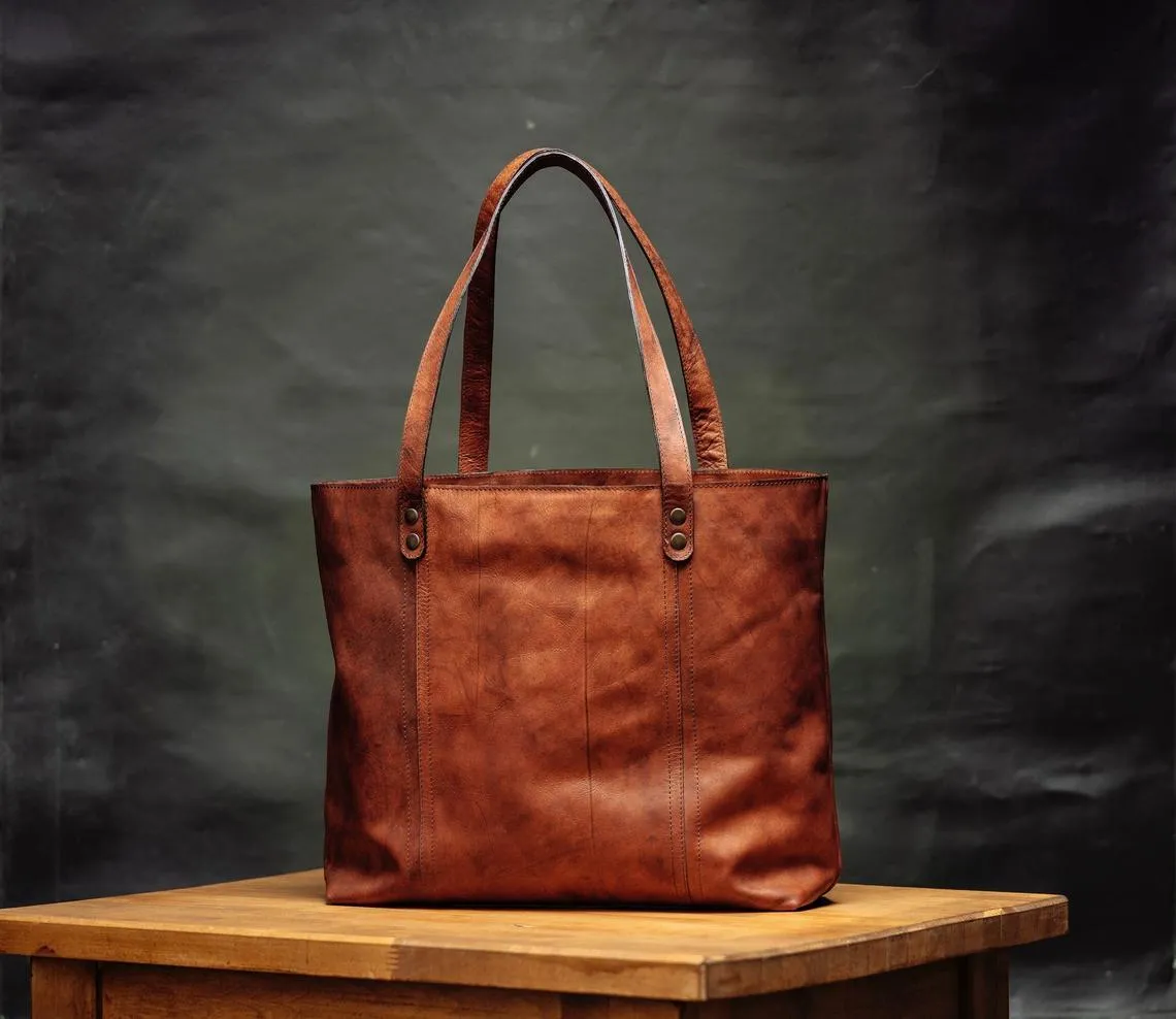 Solid Leather Tote Bag