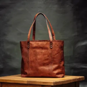 Solid Leather Tote Bag