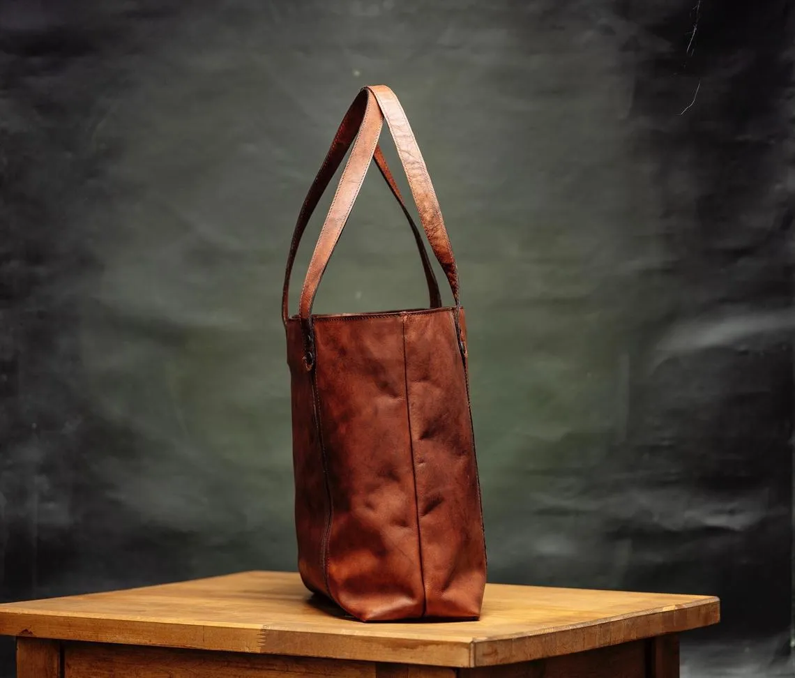 Solid Leather Tote Bag