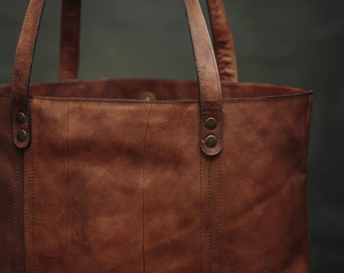 Solid Leather Tote Bag