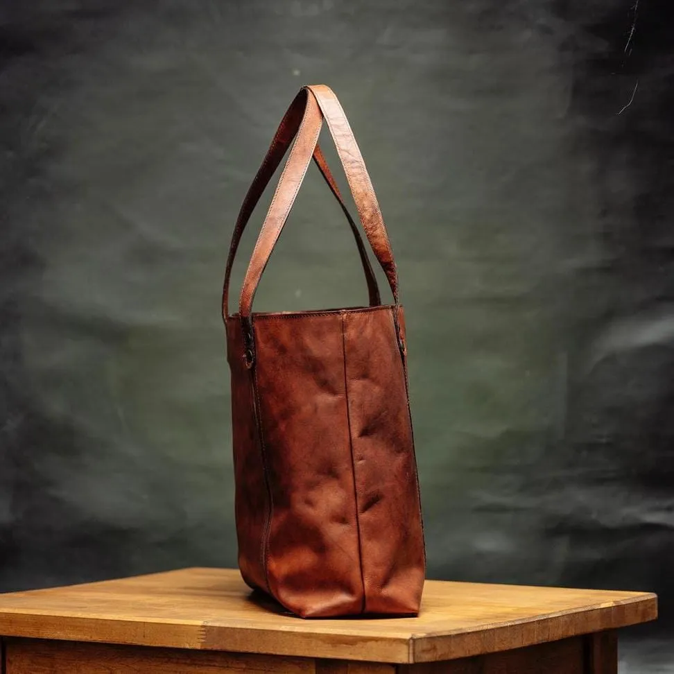 Solid Leather Tote Bag