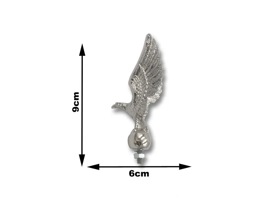Standing Silver Eagle Statue Chrome Finish Fender Mud Guard Ornament Mascot - Highway Hawk H02-074