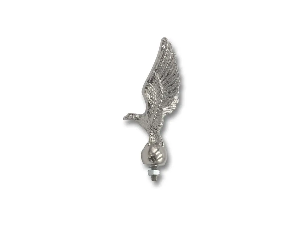 Standing Silver Eagle Statue Chrome Finish Fender Mud Guard Ornament Mascot - Highway Hawk H02-074