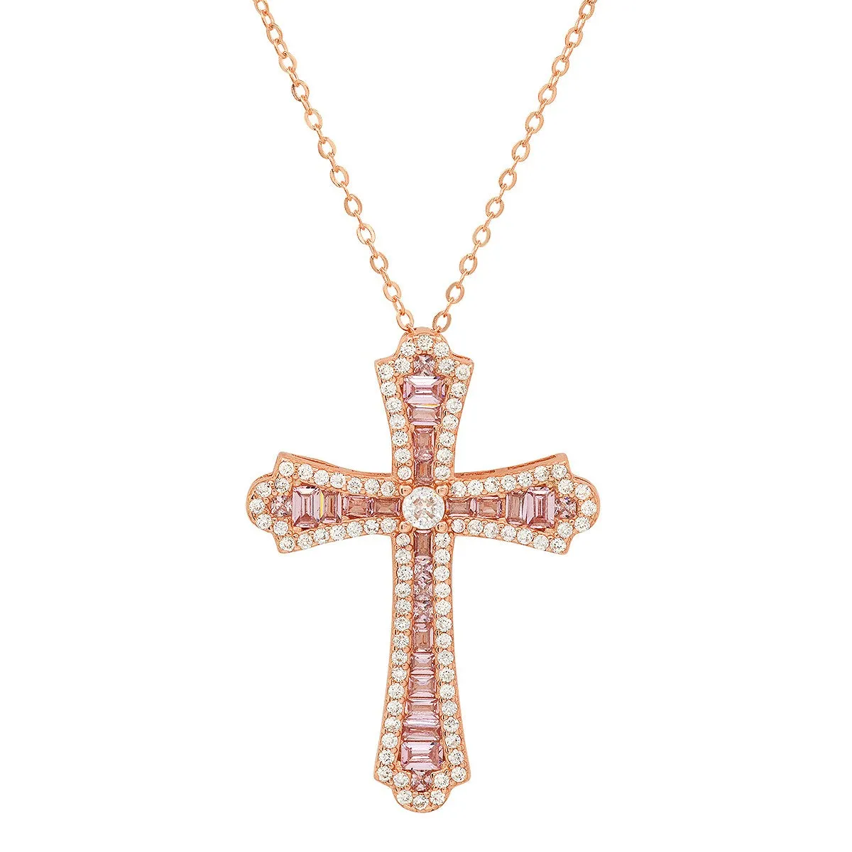 Sterling Silver Luxurious CZ Cross Pendant