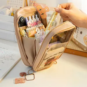Student Simple Pencil Case Pencil Bag Transparent Vertical Multifunctional Pencil Bag