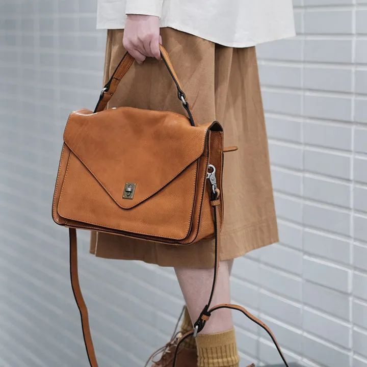 Stylish Womens Brown Leather Satchels Leather Messenger Bag For Women