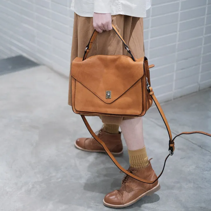 Stylish Womens Brown Leather Satchels Leather Messenger Bag For Women